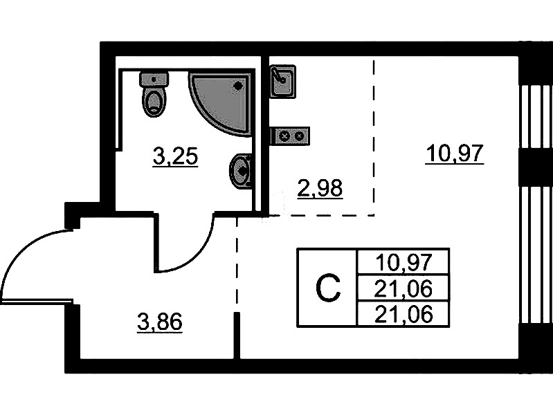 Квартира студия 21.06 м², 15/24 эт., ЖК «Живи! В Рыбацком»
